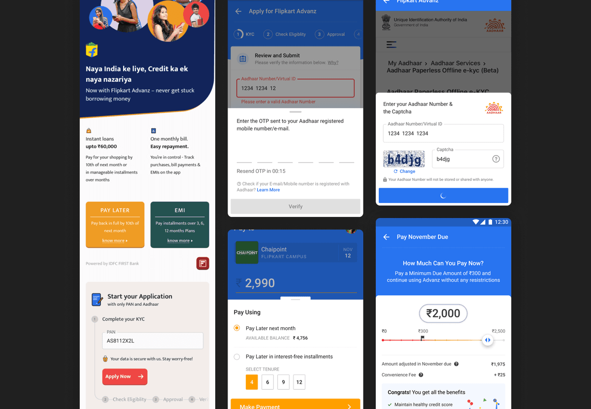 Flipkart Pay Later design explorations — user interface concepts for next billion users (1 of 2)