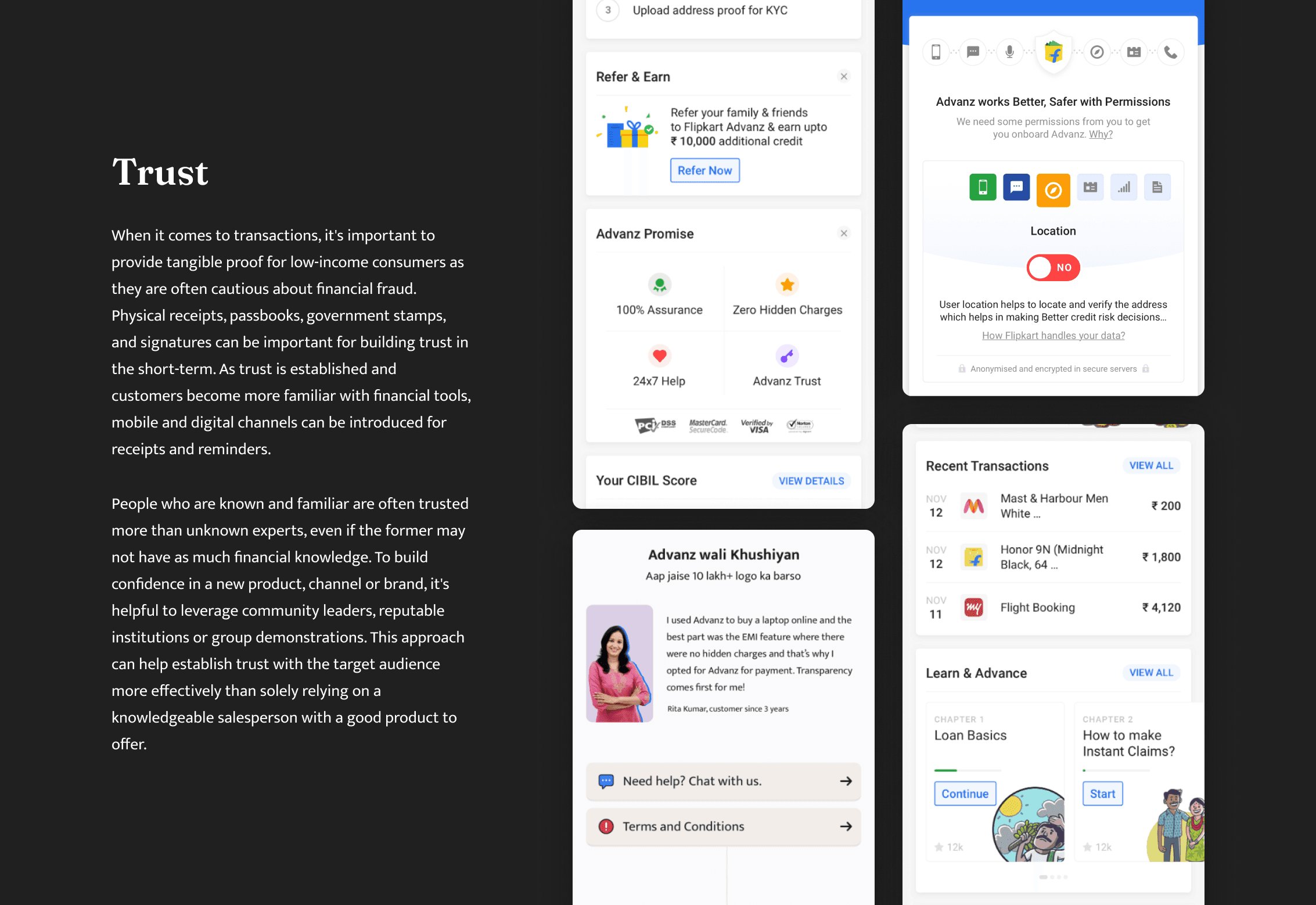 Flipkart Advanz app additional screens — financial services ecosystem for emerging users