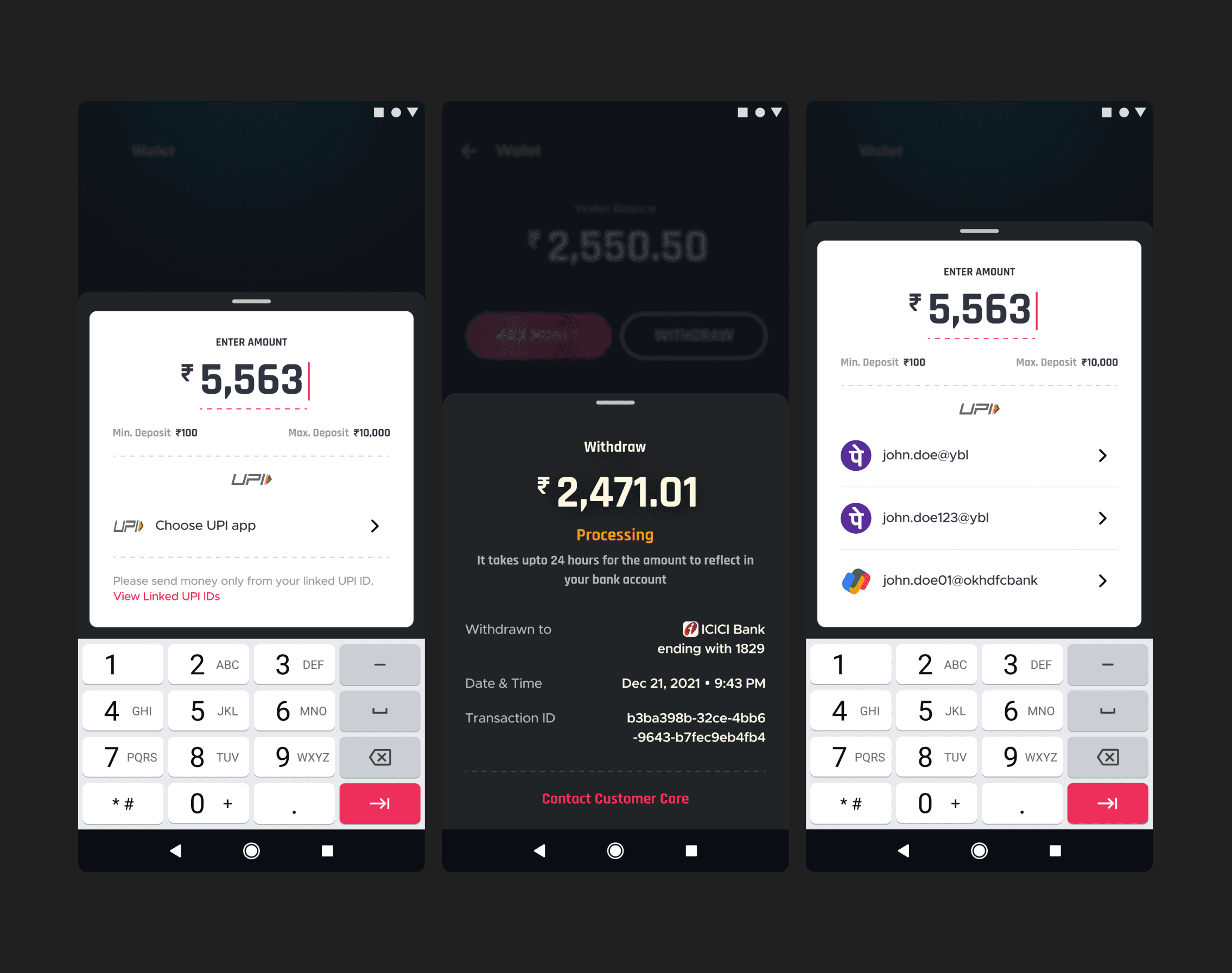 WeTrade cryptocurrency trading screens — real-time market data and transaction flow